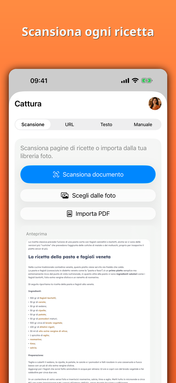 Scansiona ogni ricetta