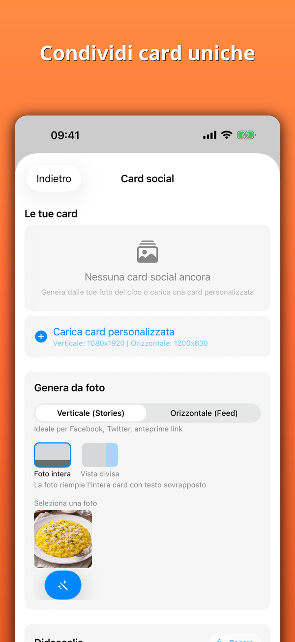 Condividi card uniche