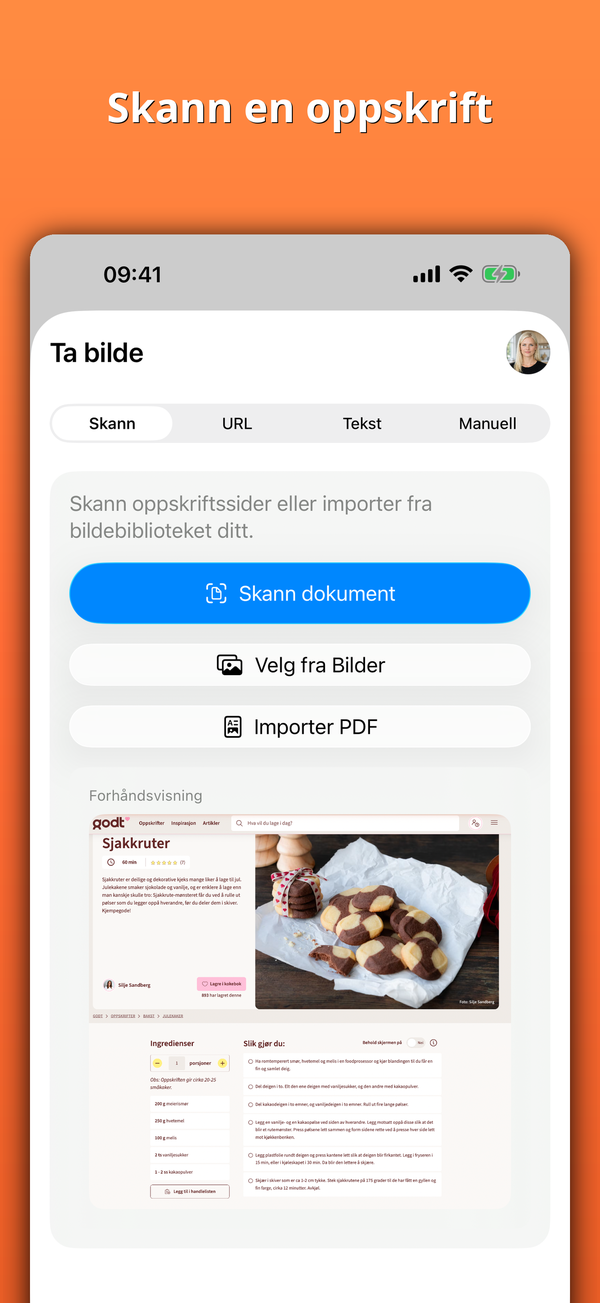 Skann en oppskrift