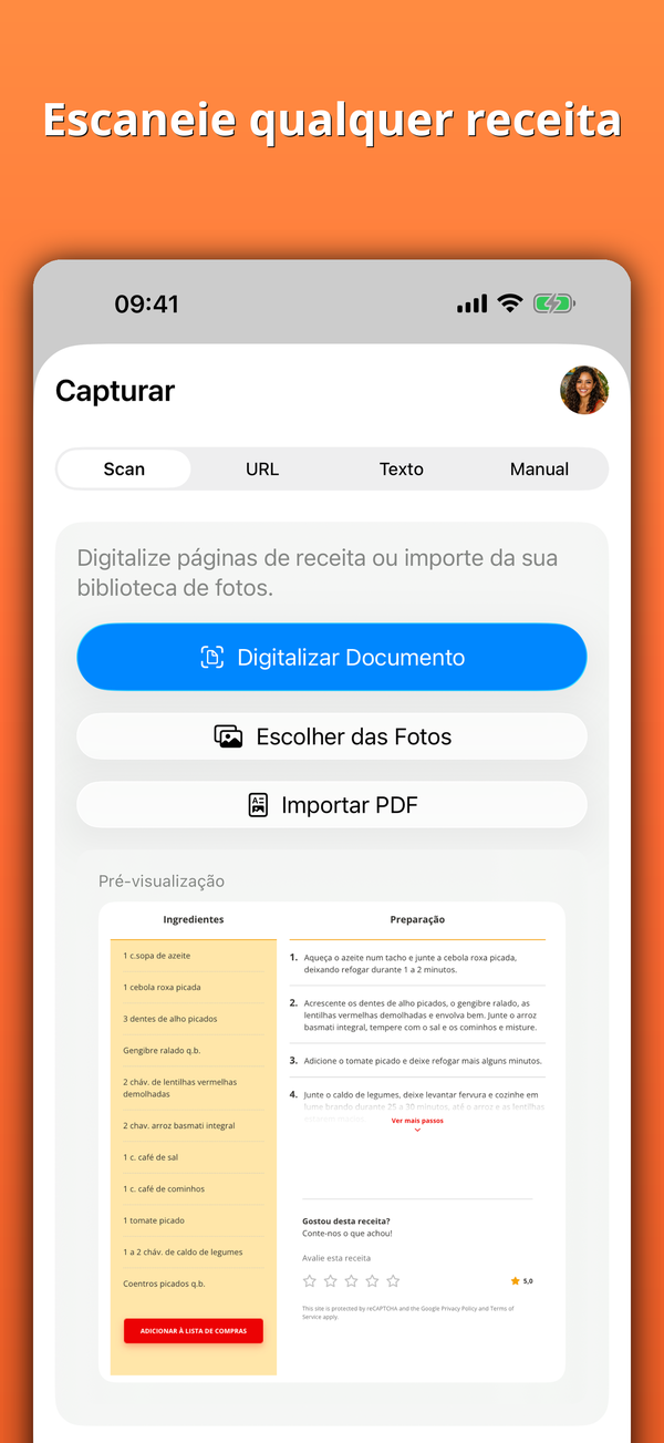 Escaneie qualquer receita