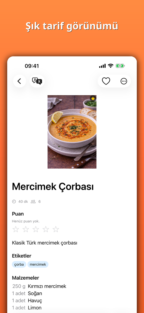 Şık tarif görünümü